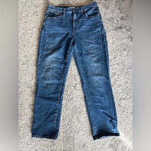 Madewell High Rise Slim Crop Boyjean 28 Stretch Denim Jeans Distressed Sz 28